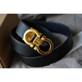Ferragamo Elegant Calf Leather Gold Buckle 35mm Belt 