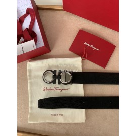 Ferragamo Elegant Leather Silver Buckle 35mm Belt For Men