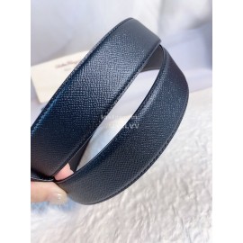 Ferragamo Black Leather Gun Color Buckle 35mm Belt For Men