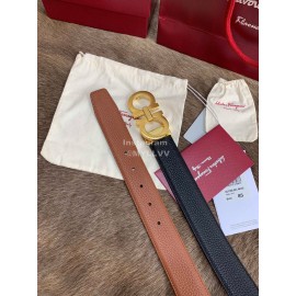 Ferragamo New Leather Pure Copper Gold Buckle 35mm Belt For Men