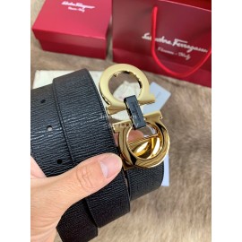 Ferragamo New Leather Gold Pure Copper Buckle 35mm Belt For Men