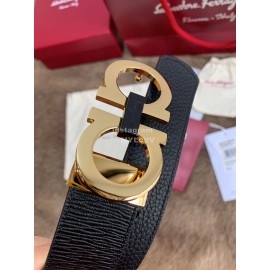 Ferragamo New Leather Gold Pure Copper Buckle 35mm Belt For Men