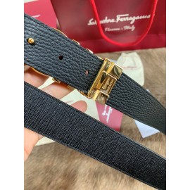 Ferragamo New Leather Gold Pure Copper Buckle 35mm Belt For Men
