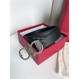 Ferragamo New Cowhide Electroplated Silver Buckle 35mm Belt For Men