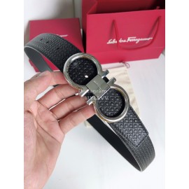 Ferragamo New Cowhide Electroplated Silver Buckle 35mm Belt For Men