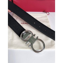 Ferragamo New Cowhide Electroplated Silver Buckle 35mm Belt For Men