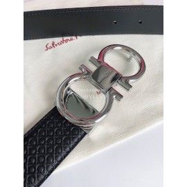 Ferragamo New Cowhide Electroplated Silver Buckle 35mm Belt For Men