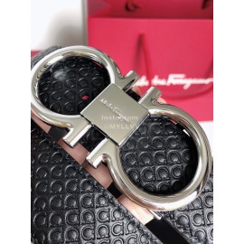 Ferragamo New Cowhide Electroplated Silver Buckle 35mm Belt For Men
