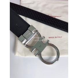 Ferragamo New Cowhide Electroplated Silver Buckle 35mm Belt For Men