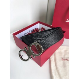 Ferragamo New Cowhide Electroplated Gun Color Buckle 35mm Belt For Men