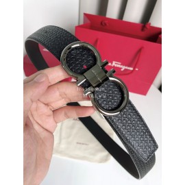 Ferragamo New Cowhide Electroplated Gun Color Buckle 35mm Belt For Men