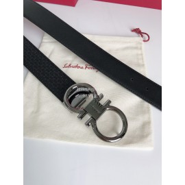 Ferragamo New Cowhide Electroplated Gun Color Buckle 35mm Belt For Men