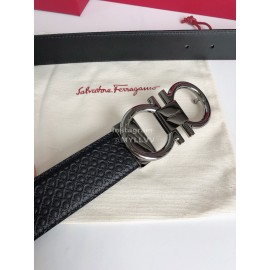Ferragamo New Cowhide Electroplated Gun Color Buckle 35mm Belt For Men