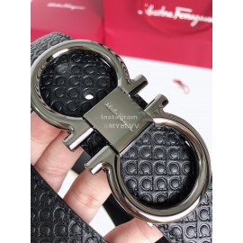 Ferragamo New Cowhide Electroplated Gun Color Buckle 35mm Belt For Men