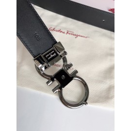 Ferragamo New Cowhide Electroplated Gun Color Buckle 35mm Belt For Men