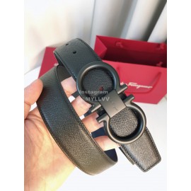 Ferragamo New Cowhide Electroplated Black Buckle 35mm Belt For Men