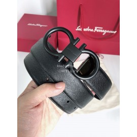 Ferragamo New Cowhide Electroplated Black Buckle 35mm Belt For Men