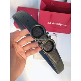 Ferragamo New Cowhide Electroplated Black Buckle 35mm Belt For Men