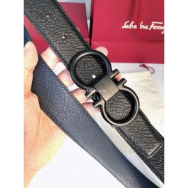 Ferragamo New Cowhide Electroplated Black Buckle 35mm Belt For Men