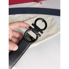 Ferragamo New Cowhide Electroplated Black Buckle 35mm Belt For Men