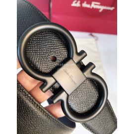 Ferragamo New Cowhide Electroplated Black Buckle 35mm Belt For Men