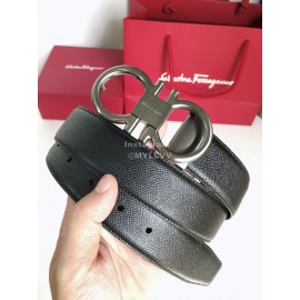 Ferragamo New Cowhide Electroplated Gun Color Buckle 35mm Belt 