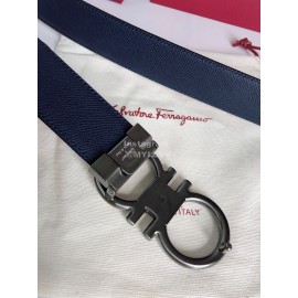 Ferragamo New Cowhide Electroplated Gun Color Buckle 35mm Belt 