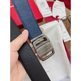 Ferragamo Fashion Calf Leather Pure Copper Buckle 35mm Belt Navy