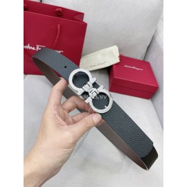 Ferragamo Black Cowhide Pure Copper Gancini Buckle 35mm Belt 