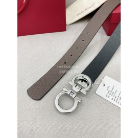 Ferragamo Black Cowhide Pure Copper Gancini Buckle 35mm Belt 