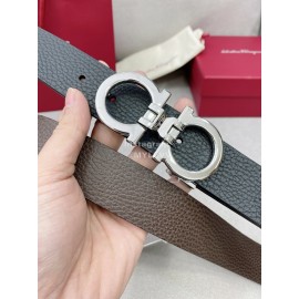 Ferragamo Black Cowhide Pure Copper Gancini Buckle 35mm Belt 