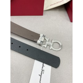 Ferragamo Black Cowhide Pure Copper Gancini Buckle 35mm Belt 