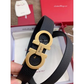 Ferragamo New Cowhide Pure Copper Buckle 25mm Belt For Women Black