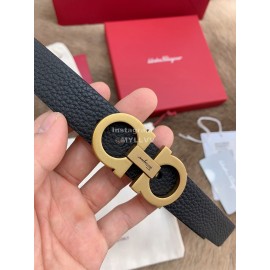 Ferragamo New Cowhide Pure Copper Buckle 25mm Belt For Women Black