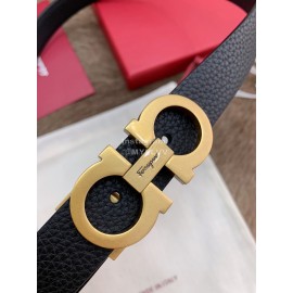 Ferragamo New Cowhide Pure Copper Buckle 25mm Belt For Women Black