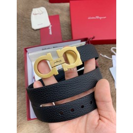 Ferragamo New Cowhide Pure Copper Buckle 25mm Belt For Women Black