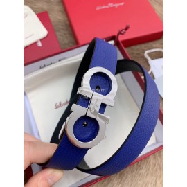 Ferragamo New Cowhide Pure Copper Buckle 25mm Belt For Women Blue