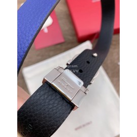 Ferragamo New Cowhide Pure Copper Buckle 25mm Belt For Women Blue