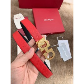 Ferragamo New Cowhide Pure Copper Buckle 25mm Belt For Women Red