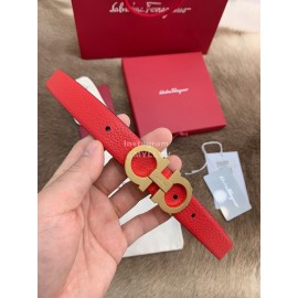 Ferragamo New Cowhide Pure Copper Buckle 25mm Belt For Women Red