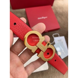 Ferragamo New Cowhide Pure Copper Buckle 25mm Belt For Women Red
