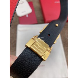 Ferragamo New Cowhide Pure Copper Buckle 25mm Belt For Women Red