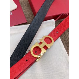 Ferragamo New Cowhide Pure Copper Buckle 25mm Belt For Women Red
