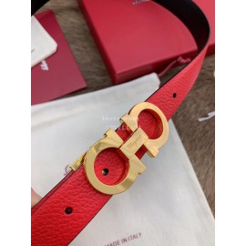 Ferragamo New Cowhide Pure Copper Buckle 25mm Belt For Women Red