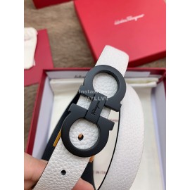 Ferragamo New Cowhide Pure Copper Buckle 25mm Belt For Women White