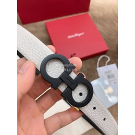 Ferragamo New Cowhide Pure Copper Buckle 25mm Belt For Women White