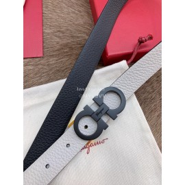 Ferragamo New Cowhide Pure Copper Buckle 25mm Belt For Women White