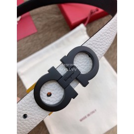 Ferragamo New Cowhide Pure Copper Buckle 25mm Belt For Women White