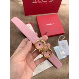 Ferragamo New Cowhide Pure Copper Buckle 25mm Belt For Women Pink