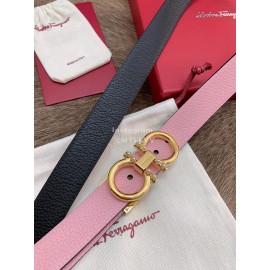 Ferragamo New Cowhide Pure Copper Buckle 25mm Belt For Women Pink